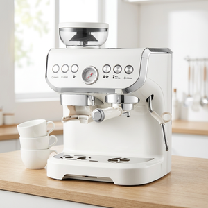 Cafetera Espresso Blanca con Molinillo Incorporado, Sistema de Preparación Eléctrico, Carcasa de Plástico, Uso Doméstico - Product Image 1