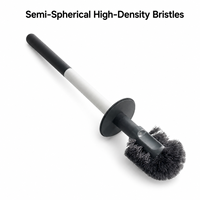 Brosse de toilette économique à double installation, poils souples haute densité, manche long, base de séchage scellée pour le nettoyage de la salle de bain