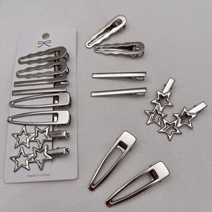 8 unids/set estilo dulce horquilla de Metal para mujer Clips de pico de pato laterales moda corazón geométrico plata flequillo Clip - Product Image 4