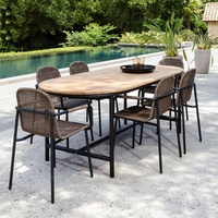 Ensemble chaise et rotin, mobilier de maison, en teck, jardin, cour, loisirs, extérieur, table à manger
