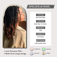 Afro Kinky Curly Hair Bulk pour Twists Bulk Hair pour Dreadlock Extensions Repair Locs Braiding Bundles Hair