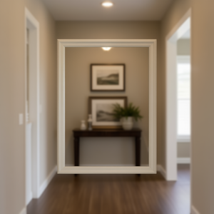 Miroir mural Louis Philippe de Glory Furniture, cadre beige, épaisseur 6,0 mm, design carré en bois - Product Image 2