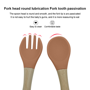 도매 Bpa 무료 실리콘 어린이 식기 방수 턱받이 식품 학년 흡입 플레이트 그릇 숟가락 식기 아기 수유 세트 - Product Image 2