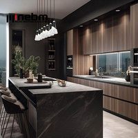 Armoire de sol longue moderne noire, armoire de cuisine moderne, buffet bronze et noir