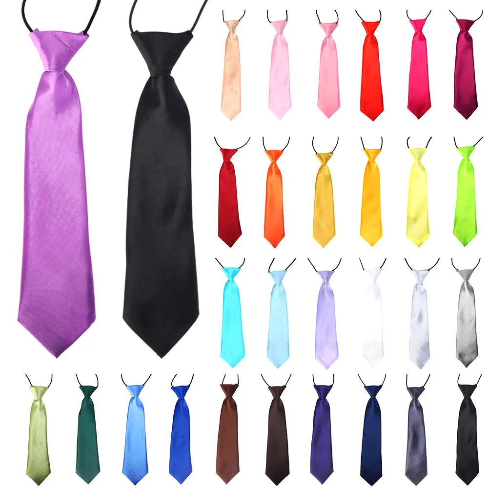 Students Slim Necktie Gravatas Simple Rubber Band Neck Tie Boys Girls Ties Casual Solid Necktie