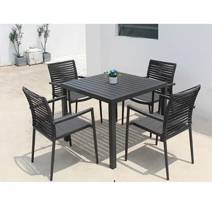 Tavolo da pranzo all'aperto impermeabile anti-uv giardino tavolo da pranzo <span class=keywords><strong>con</strong></span> 4 <span class=keywords><strong>sedie</strong></span> per bar e ristoranti piccolo <span class=keywords><strong>tavolino</strong></span> - Product Image 4
