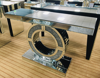 Table console moderne de luxe en argent avec diamants écrasés, pliable, extensible, en bois miroir, salon, entrée, hôtel, meubles