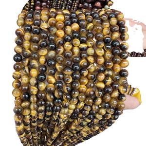 Cuentas redondas de piedra Natural 5A Ojo de Tigre, cuentas sueltas para fabricación de joyería, accesorios de pulsera DIY, venta al por mayor - Product Image 1