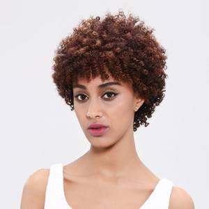 Peluca de cabello humano Bob corto al por mayor, pelucas rizadas Afro para mujeres negras, pelucas de cabello humano sin encaje frontal - Product Image 1