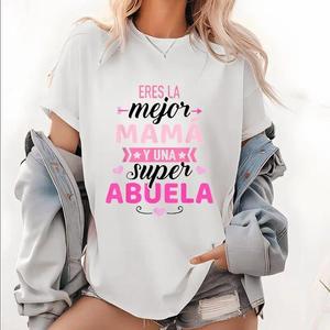 <span class=keywords><strong>Camiseta</strong></span> para el Día de la Madre con Estampado de Letras Rosadas - Diseño Mejor Mamá, Lavable a Máquina, Regalo Perfecto para Mamá - Product Image 2