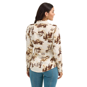 Camicie Western Retrò di Alta Qualità per Donne, Stampa a Righe, Manica Lunga, Bottoni in Perla, Blusa Western - Product Image 5
