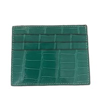 Portefeuille fin pour homme en cuir de crocodile véritable vert foncé, porte-cartes de crédit, portefeuille minimaliste en cuir exotique véritable