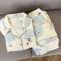 Ensemble de pyjama en coton nuage pour femme, cardigan à carreaux à manches longues, vêtements d'intérieur personnalisables B2B, collection printemps-automne
