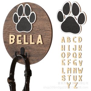 Wooden Pet Collar <b>Hook</b> Wall Mounted Round Brown Leash Storage Rack For Cat Dog Home Use - Product Image 1