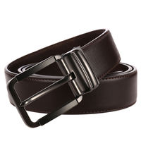 Ceinture en cuir personnalisée LY35-3946-3 avec boucle logo, ceinture en cuir véritable pour homme, ceinture perforée galvanisée