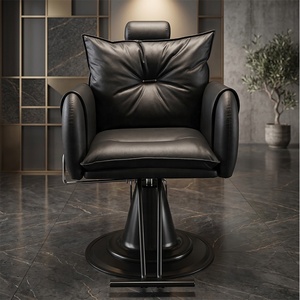 Chaise de barbier professionnelle pour salon de coiffure, en cuir PU, avec levage hydraulique, base ronde, design contemporain, mobilier commercial - Product Image 5