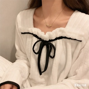 Pyjama-Set mit quadratischem Kragen und langen Ärmeln, elastische Taille, für Damen, Herbst/Frühling/Winter, Fleece-Samt, koreanisch, elegant - Product Image 4