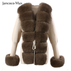 Cardigans de haute qualité Style <span class=keywords><strong>court</strong></span> pull manteau femmes Cardigan tricoté avec fourrure de renard - Product Image 3
