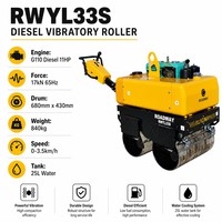 Compacteur vibrant diesel G110 11 CV, modèle RWYL33S, 17 kN, tambour de 680 mm, 840 kg, refroidi par eau, pour asphalte et sols