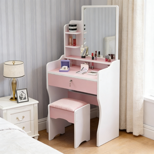 Tocador de Maquillaje Moderno y Minimalista de Madera de Pino con Espejo de Pie, Diseño Ecológico y Duradero para Dormitorio - Product Image 2