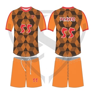 Conjunto de Camiseta de Fútbol Personalizada para Hombre, Transpirable, a Cuadros, Naranja, Manga Corta, Uniforme de Fútbol con Impresión Sublimada, Nombre y Número del Jugador - Product Image 1