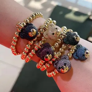 2024 Wholesale Adjustable Copper Gold Plated Beaded Bracelets Unisex Trendy Bangles for Women Girls Kids Party Friendship Gifts