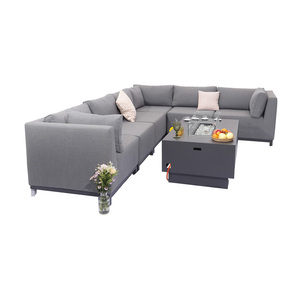 Outdoor Modern Wicker Cast Aluminum Sofa Set <strong>Rattan</strong> <strong>Cube</strong> <strong>Garden</strong> <strong>Furniture</strong> With Fire Pit in UK - Product Image 4