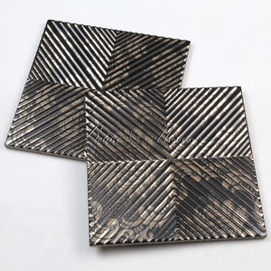 Carreau de porcelaine noire revêtement métallique doré <span class=keywords><strong>carrelage</strong></span> de métro motif de <span class=keywords><strong>parquet</strong></span> <span class=keywords><strong>effet</strong></span> 3D pour un superbe dosseret d'accent de mur intérieur - Product Image 5