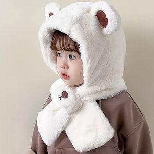 Chapeaux pour enfants, chapeau <span class=keywords><strong>en</strong></span> peluche ours mignon pour l'automne/hiver, épais, chaud, coupe-vent, <span class=keywords><strong>cache</strong></span>-<span class=keywords><strong>cou</strong></span> intégré, unisexe pour garçons et filles, voyage à la plage - Product Image 2