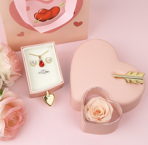 Pink Red Heart Shape Preserved <b>Rose</b> Gift <b>Box</b>, Cupid Arrow Decor Forever <b>Rose</b> <b>Box</b> for Girlfriend Valentine Wedding Present - Product Image 3
