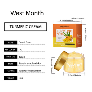 Crème hydratante <span class=keywords><strong>pour</strong></span> le <span class=keywords><strong>visage</strong></span> au curcuma et à l'huile d'arbre à thé West Month 50g - Éclaircissante, hydratante, nourrissante, soin quotidien doux - Product Image 1