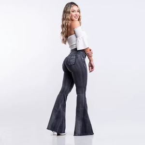 Jeans Ajustados Elásticos de Color Gris Lavado con Efecto Levanta Glúteos para Mujer, Venta al por Mayor, Jeans de Buena Calidad para Mujer - Product Image 2
