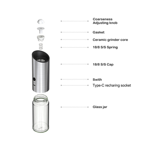 Molino de Especias Eléctrico Recargable Chingama CE Rohs con Muela de Cerámica Tipo-C, Molinillo de Sal y <span class=keywords><strong>Pimienta</strong></span> con Luz LED - Product Image 6