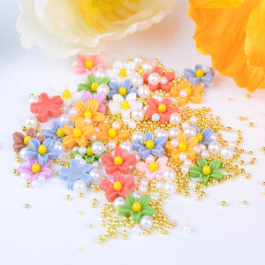 Decoración de <span class=keywords><strong>uñas</strong></span> de resina, <span class=keywords><strong>margaritas</strong></span>, Color amarillo, corazón, flor, perlas mezcladas y bola de acero, accesorios para <span class=keywords><strong>uñas</strong></span> - Product Image 1