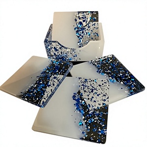 Premium Resin Coasters with Marble Design Heat Resistant Cup <b>Mats</b> for Home <b>Bar</b> and Restaurant - Product Image 1
