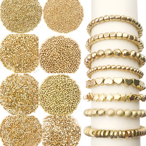 Gold 8-Piece Spacer <b>Bead</b> <b>Set</b> Mixed Shapes Zinc Alloy Plated For Bracelet Making DIY Jewelry Accessories - Product Image 1