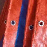Bâche en polyéthylène tissé imperméable PE, bleue et orange, 4 m x 5 m, 2 kg, pour tentes, auvents et couvertures de toiture extérieures
