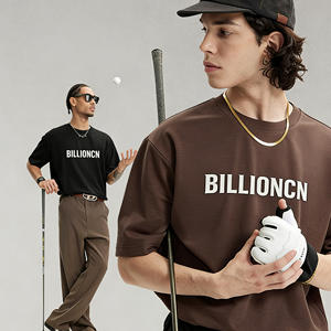 T-shirts de sport respirants à manches courtes et col rond en coton tricoté 100 % personnalisés pour hommes, coupe oversize, style streetwear lourd, vente en gros - Product Image 1