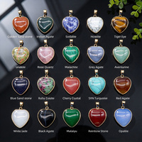 Pendentif Cœur en Pierres Mixtes avec Monture Dorée, Charme en Quartz Rose et Œil de Tigre pour la Fabrication de Bijoux DIY, Cadeau