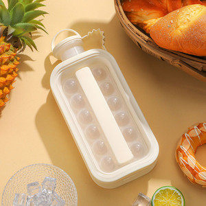 Bouteille d'eau <span class=keywords><strong>à</strong></span> glaçons 2 en 1 avec paille pour Cool Summer Zero Touch Press pour Coffee Juice Gym Outdoor Travel Ice Cube Tray - Product Image 4