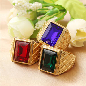 Anillo Cuadrado Multicolor de Acero Inoxidable, Chapado en Oro, Estilo <span class=keywords><strong>Punk</strong></span>, Unisex, con Caja de Regalo - Product Image 5