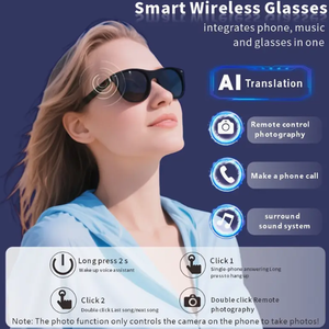 Gafas Inteligentes E13 con IA, Auriculares Bluetooth, Grabación, Conducción Ósea AR, Auriculares TWS, Gafas de Sol con Cámara Meta <span class=keywords><strong>RayBan</strong></span>, Traductor IA - Product Image 2