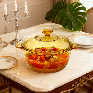 Casserole en verre résistant à la chaleur de 21 cm, verre borosilicate de haute qualité, casserole <span class=keywords><strong>Pyrex</strong></span> Corning <span class=keywords><strong>avec</strong></span> <span class=keywords><strong>couvercle</strong></span> - Product Image 4
