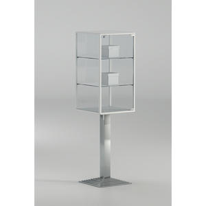 Vitrine encadrée en aluminium 43x43x161cm, verre trempé blanc, étagères réglables en hauteur, présentoir verrouillable - Product Image 1