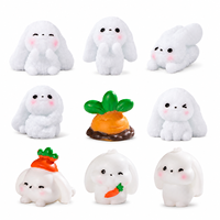 Figurines de lapins miniatures en résine mignonnes et kawaii, lapins blancs avec carotte pour maison de poupée, jardin féerique, décoration DIY pour la maison