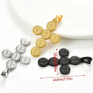 Collana con Pendente Croce di <span class=keywords><strong>San</strong></span> Benedetto in Acciaio Inossidabile, Gioiello Religioso Retrò per Uomo e Donna, Fede Cristiana Cattolica - Product Image 2