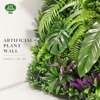 Panneau mural vert artificiel en feuillage mixte 3D personnalisé, mur vert tropical artificiel pour décoration extérieure et intérieure, hôtel, restaurant