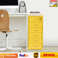 Armoire de classement commerciale en acier à 6 tiroirs verrouillable avec serrure à clé pour le rangement de documents à domicile ou au bureau |   Blanc/Vert/Jaune