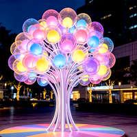 Sculpture LED Arbre à Bulles Coloré en Acier Inoxydable, PC Transparent RGB Multicolore, Étanche IP65, Géante Lumineuse avec Télécommande