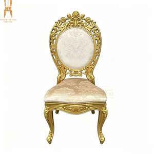 Silla de Banquete de Boda Estilo Luis XV con Rosas Talladas, Silla de Comedor para Eventos Tapizada en Resina Plástica Blanca y Dorada para <span class=keywords><strong>Alquiler</strong></span> en Fiestas - Product Image 2
